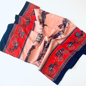 Vintage Rectangle Horse and carriage Themed Silk Blend Scarf DIY